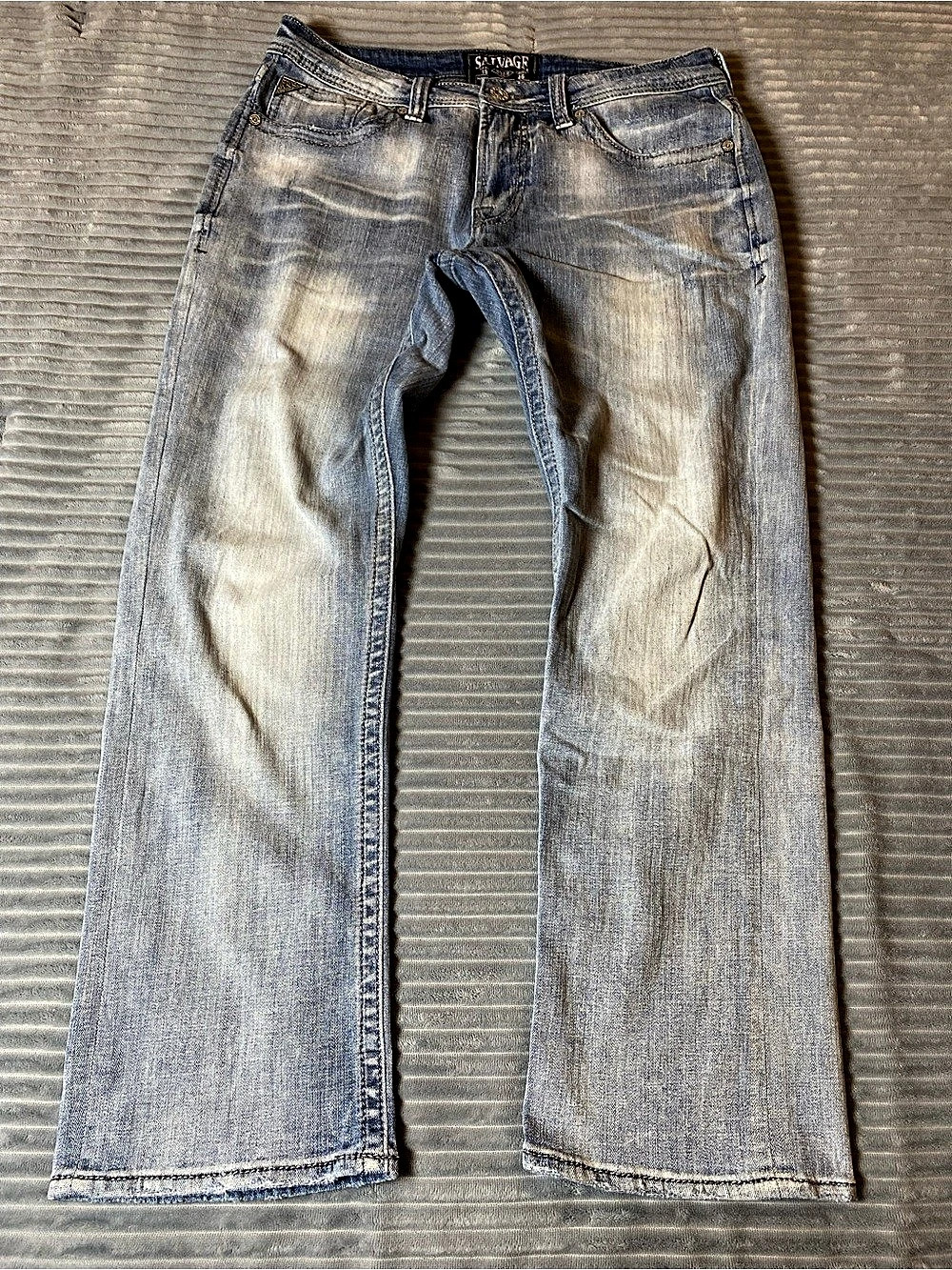 Salvage Mayhem Straight Stretch Jean Blue Waist 34